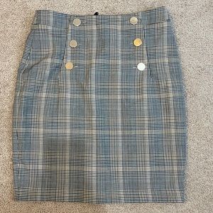 Plaid Gold Detail Button Pencil H&M Skirt